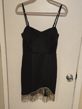 Speechless Black Party Dress With Sparkle Gem Fringe